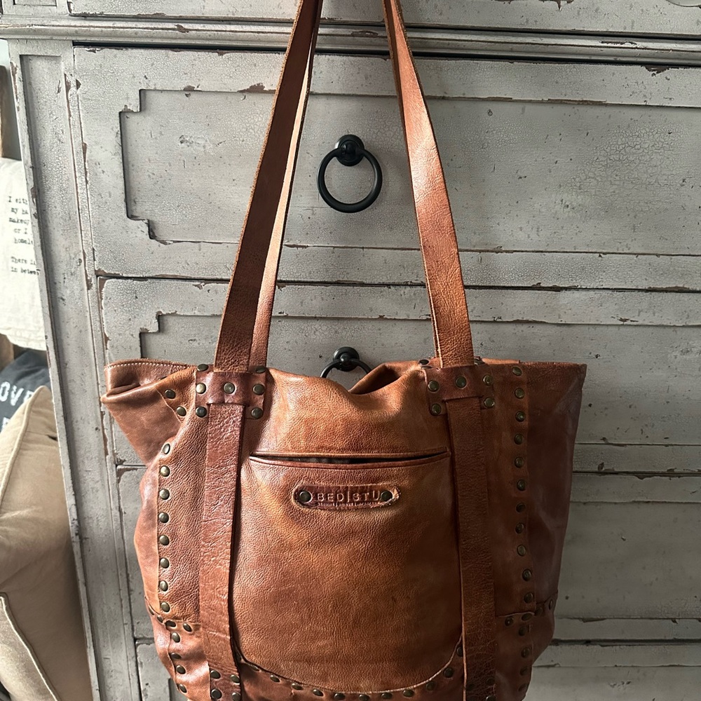 Bed Stu Brown Leather Tote with Distressed Finish